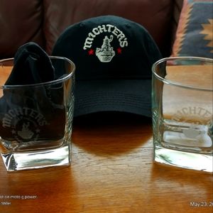 Black Michter's ball cap, and 2 Michter rock's glasses